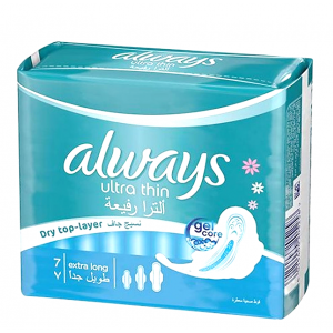 always ultra thin extra long 7  pads  dry top-layer